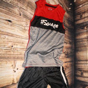 Red/Black BCG Boys Sz 7 #savage Shirt/Shorts Set